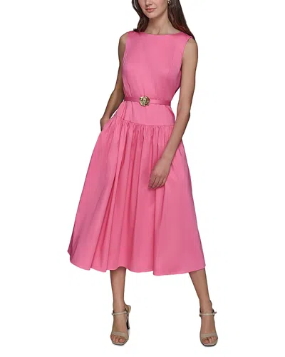 Karl Lagerfeld Belted Midi Dress In Lt,paspink