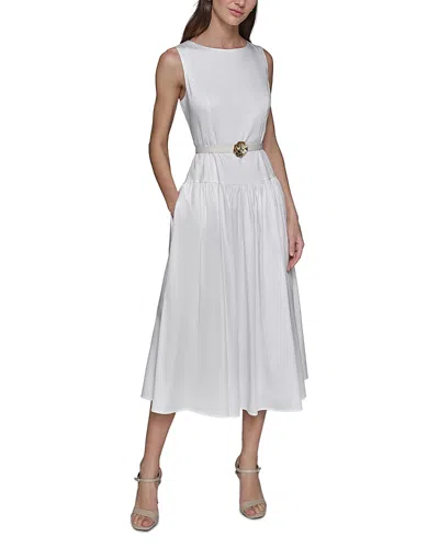 Karl Lagerfeld Belted Midi Dress In Natural