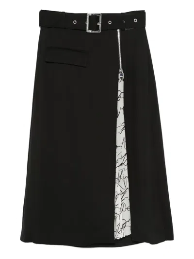 Karl Lagerfeld Belted Panelled Skirt In Black