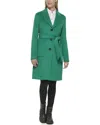 Karl Lagerfeld Belted Patch Pocket Wool-blend Coat In Green