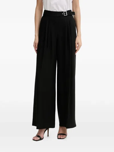 Karl Lagerfeld Belted Pleated Trousers In Black