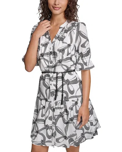 Karl Lagerfeld Belted Shirt Dress In Multi