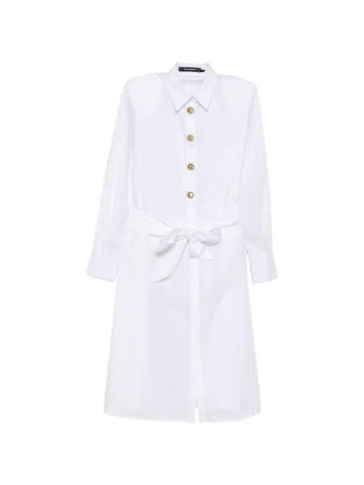 Karl Lagerfeld Belted Shirt Dress In White