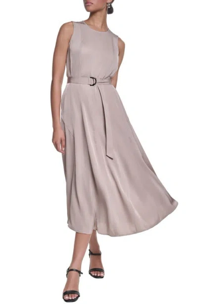 Karl Lagerfeld Belted Sleeveless Midi Dress In Neutral