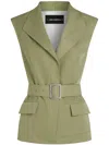 Karl Lagerfeld Belted Waistcoat In Green