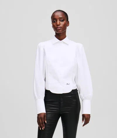 Karl Lagerfeld Bib-detail Poplin Shirt In White