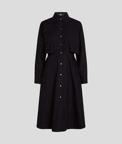 Karl Lagerfeld Bib-detail Shirt Dress In Black