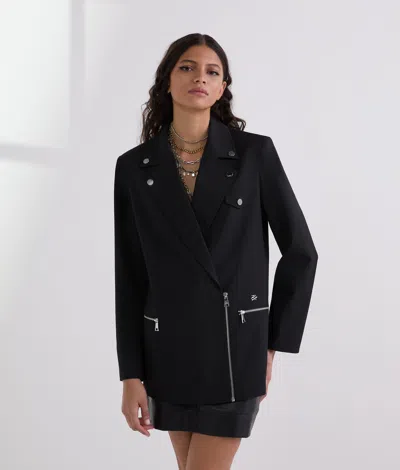 Karl Lagerfeld Biker Blazer In Black