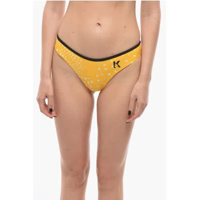 Karl Lagerfeld Bikini Bottom Dots With Contrasting Printed Details In Metallic