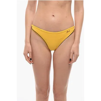 Karl Lagerfeld Bikini Bottom With Contrasting Finishes In Yellow