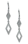 Karl Lagerfeld Billie Blues Crystal Double Drop Earrings In Silver