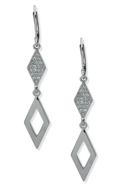 Karl Lagerfeld Billie Blues Crystal Double Drop Earrings In Silver