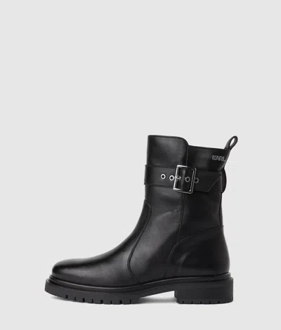 Karl Lagerfeld Binky Mid-calf Buckle Boots In Black