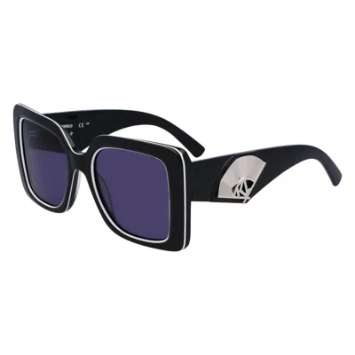Karl Lagerfeld Black Acetate Sunglasses In Purple