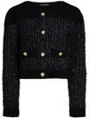 Karl Lagerfeld Black Boucle Cardigan With Golden Buttons