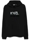 Karl Lagerfeld Logo Hoodie Drawstring Hood In Black