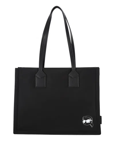 Karl Lagerfeld Black Cotton Shoulder Bag