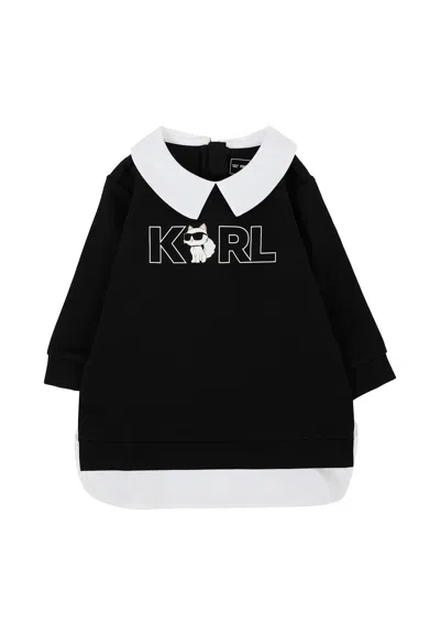 Karl Lagerfeld Black Dress For Baby Girl With Choupette