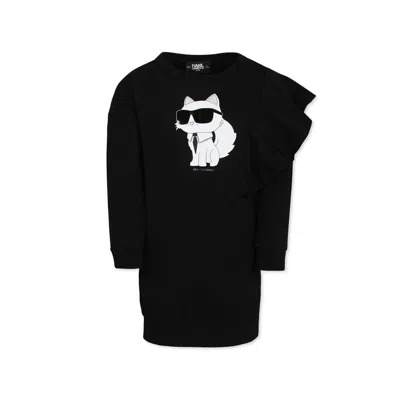 Karl Lagerfeld Kids' Black Dress For Girl With Choupette