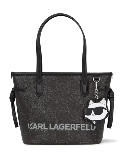 Karl Lagerfeld Black Eco Leather Ikonik Tote Bag