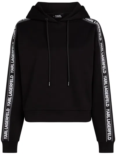 Karl Lagerfeld Logo-tape Hoodie In Black