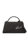 Karl Lagerfeld Signature Slim Leather Tote Bag In Black