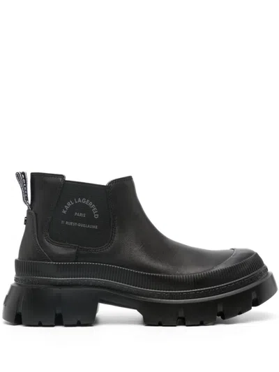 Karl Lagerfeld Black Leather Boots For Women