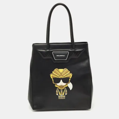 Pre-owned Karl Lagerfeld Black Leather K/heros Tote