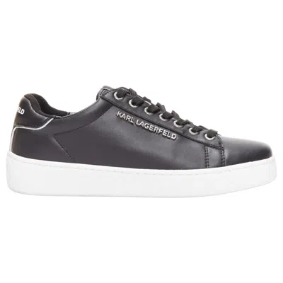Pre-owned Karl Lagerfeld Black Leather Silver Logo Chunky Lace Up Sneakers Eu38