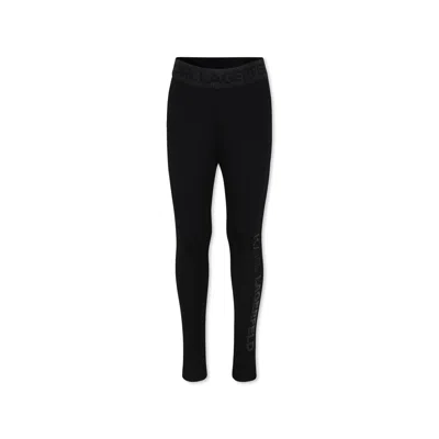 Karl Lagerfeld Kids' Black Leggings For Girl With Logo
