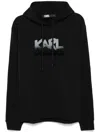 Karl Lagerfeld Logo Hoodie Drawstring Hood In Black