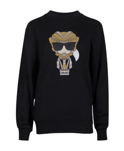 Karl Lagerfeld Black Logo Hoodie In Green