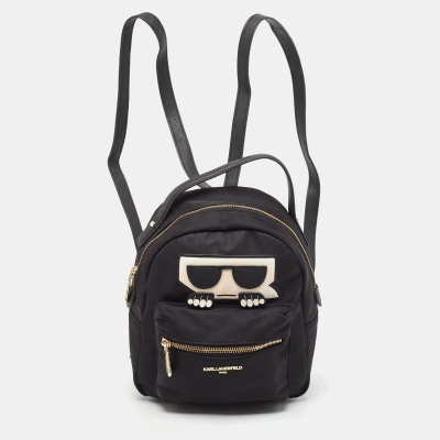 Pre-owned Karl Lagerfeld Black Nylon And Leather Amour Backpack