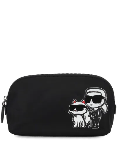 Karl Lagerfeld Black Nylon Pouch With Patch