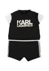Karl Lagerfeld Black Romper For Baby Boy With Logo In Black