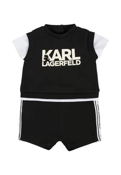 Karl Lagerfeld Black Romper For Baby Boy With Logo