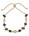 Karl Lagerfeld Black Stone Slider Bracelet In Gold