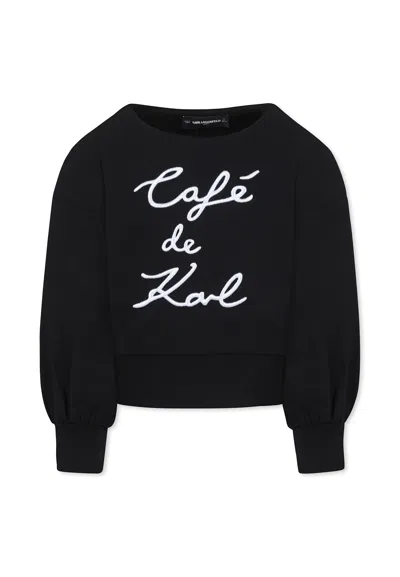 Karl Lagerfeld Kids' Black Sweatshirt For Girl With Logo