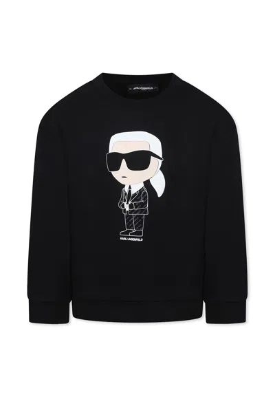 Karl Lagerfeld Black Sweatshirt For Kids With