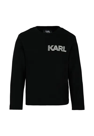 Karl Lagerfeld Kids' Black T-shirt For Boy With