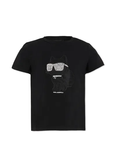 KARL LAGERFELD BLACK T-SHIRT FOR GIRL WITH CHOUPETTE