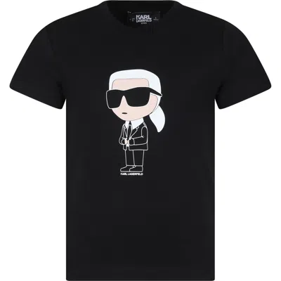 Karl Lagerfeld Kids' Black T-shirt For Girl With Karl Print