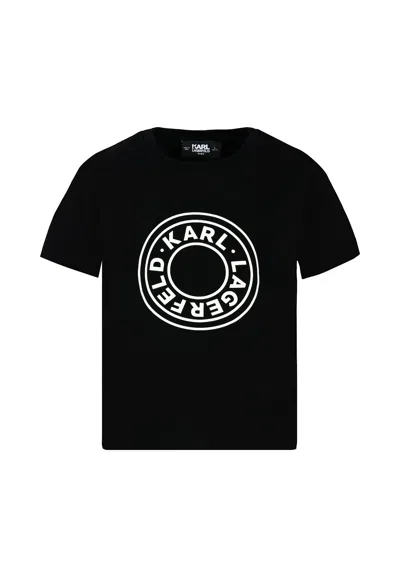 Karl Lagerfeld Black T-shirt For Kids With Logo