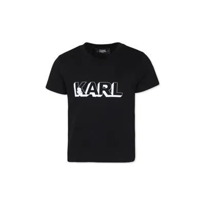 Karl Lagerfeld Black T-shirt For Kids With Logo