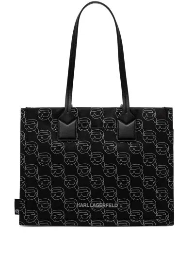 Karl Lagerfeld Black Top Zip Handbag With Dust Bag