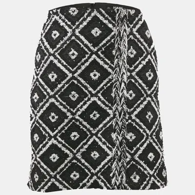 Karl Lagerfeld Black Tweed Mini Skirt In Multi