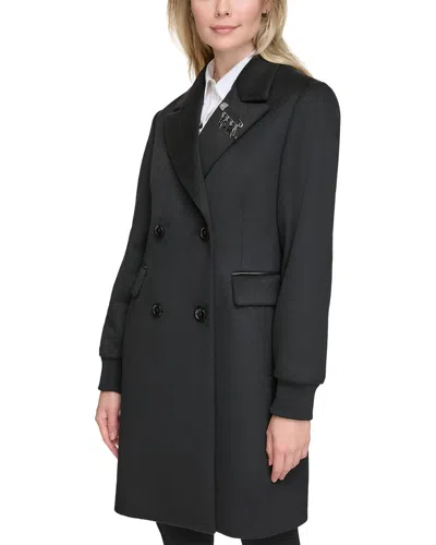 Karl Lagerfeld Black Wool-blend Peacoat
