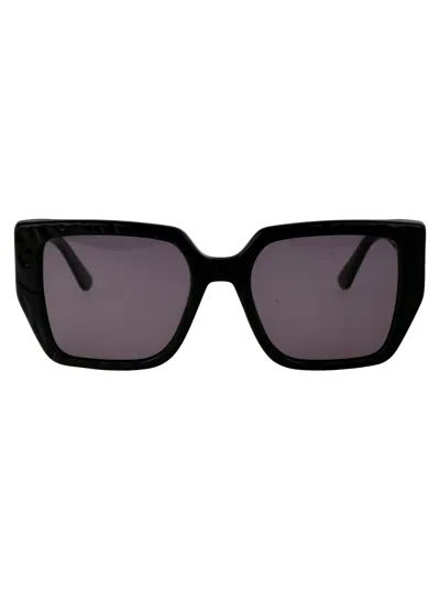 Karl Lagerfeld Black W/pattern Acetate Sunglasses In Brown