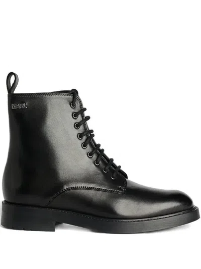 Karl Lagerfeld Blake Lace-up Boots In Black