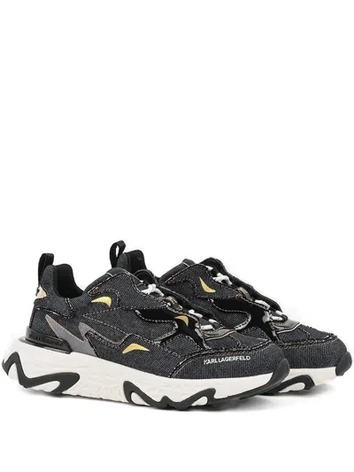 Karl Lagerfeld Blaze Strike Denim-panelled Sneakers In Blue